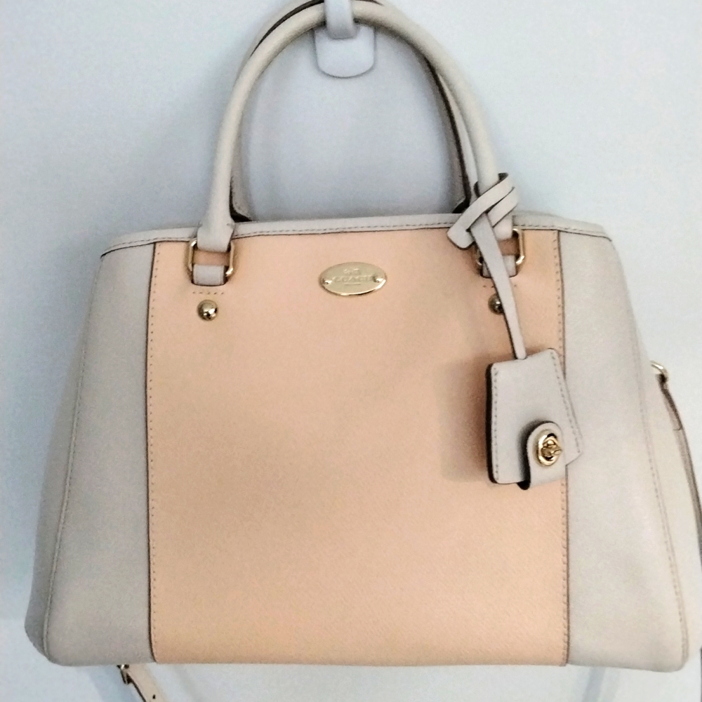 Coach Pebble Leather Cream and Peach handbag